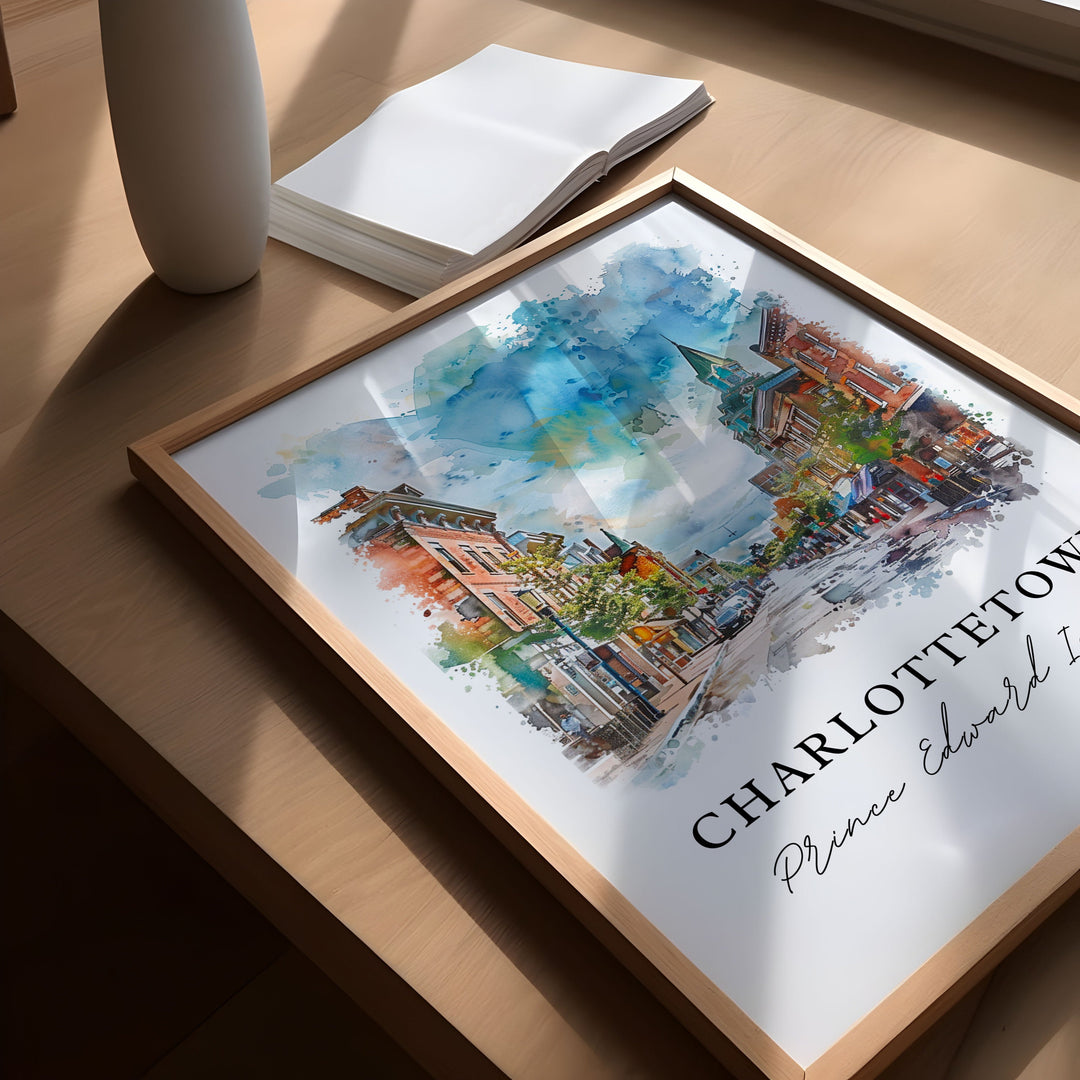 Charlottetown PEI Wall Art, Charlottetown Print, Prince Edwards Island Watercolor, Charlottetown Gift, Travel Print, Housewarming Gift