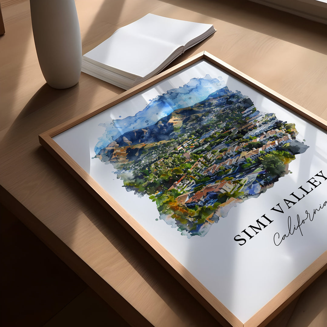 Simi Valley Wall Art, Simi Valley Print, Simi Valley CA Watercolor, Ventura County CA Gift,