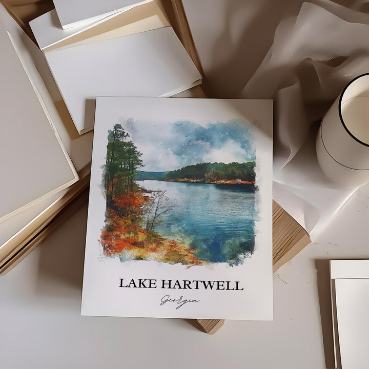 Lake Hartwell GA Wall Art, Savannah Print, Lake Hartwell Watercolor Art, Lake Hartwell Gift, Travel Print, Travel Poster, Housewarming Gift