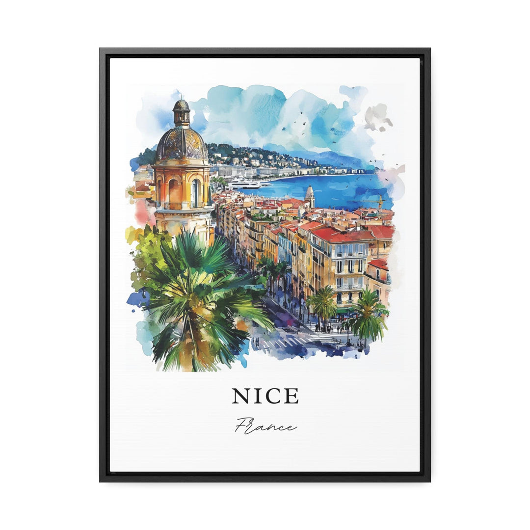 Nice France Wall Art, Nice FR Print, French Riviera Watercolor Art, Nice France Skyline Gift,