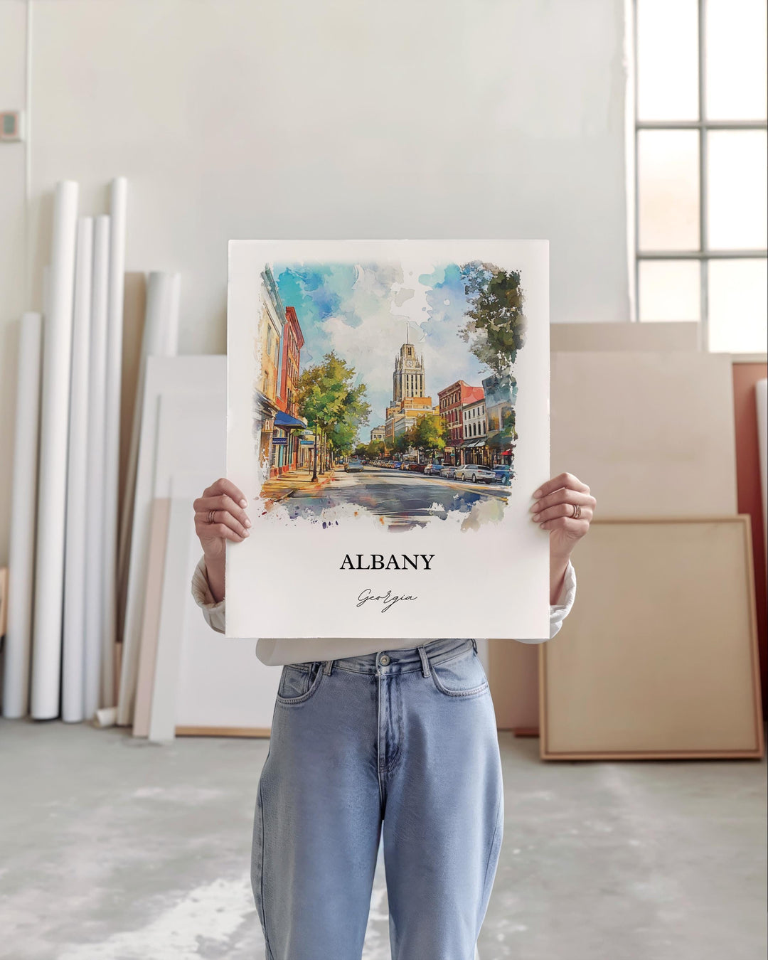 Albany, Georgia, USA – Watercolor Art Print