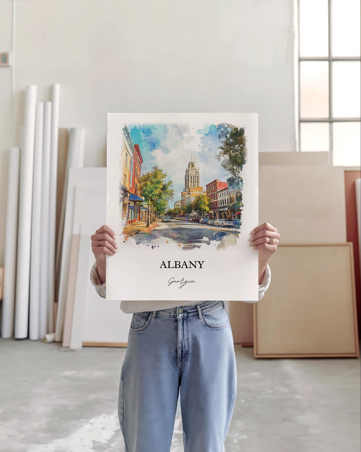 Albany, Georgia, USA – Watercolor Art Print