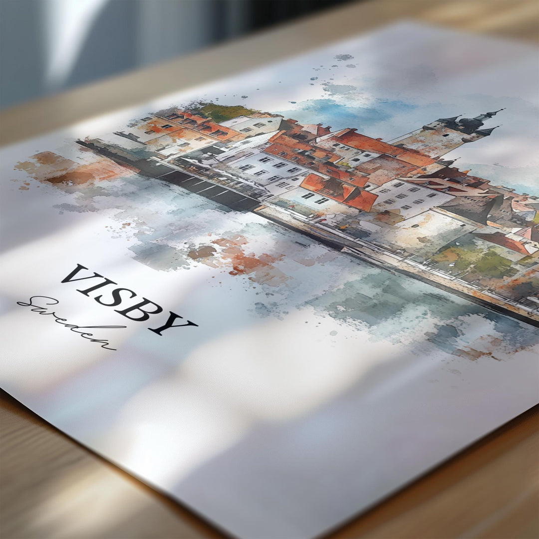 Visby Travel Print Wall Art Visby Wall Hanging Home Décor Visby Gift Art Lovers Sweden Art Lover Gift Visby Poster