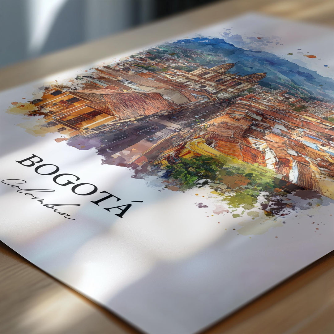 Bogotá Wall Art, Bogotá Colombia Print, Colombia Watercolor Art, Bogotá Skyline Gift, Travel Print, Travel Poster, Housewarming Gift