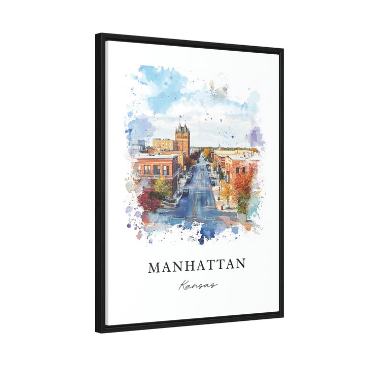 Manhattan KS Wall Art, Manhattan Kansas Print, Univ of Kansas Watercolor Art, Manhattan Kansas Gift, Travel Poster, Housewarming Gift
