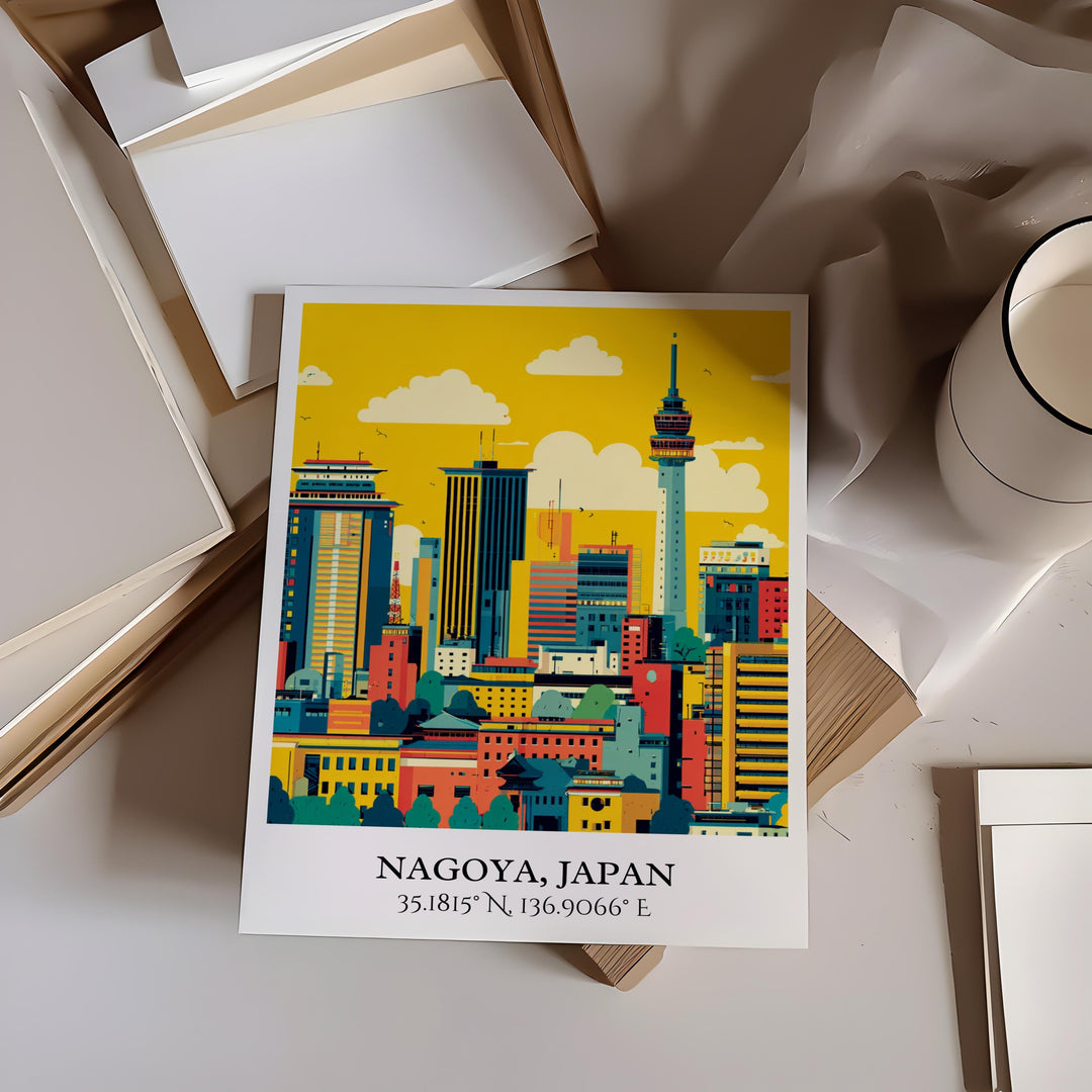 Nagoya Japan Art, Nagoya Retro Travel Art, Nagoya Home Decor, Nagoya Japan Gift, Japan Travel Art, Travel Prints, Housewarming Gift