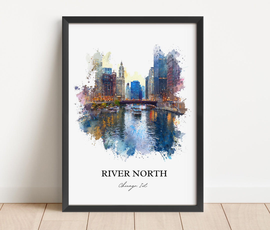 River North, Illinois – Watercolor Art Print