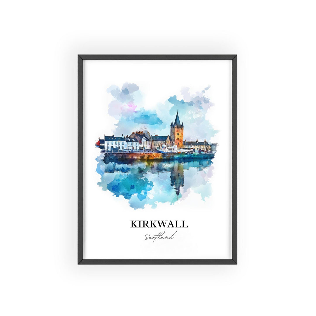 Kirkwall Wall Art, Orkney Print, Scotland Watercolor Art, Kirkwall Scotland Gift, Travel Print, Travel Poster, Housewarming Gift