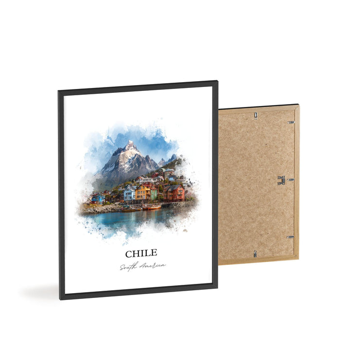 Chile Wall Art, Chile Print, Chile Watercolor Art, Chile Country Gift, Travel Print, Travel Poster, Housewarming Gift