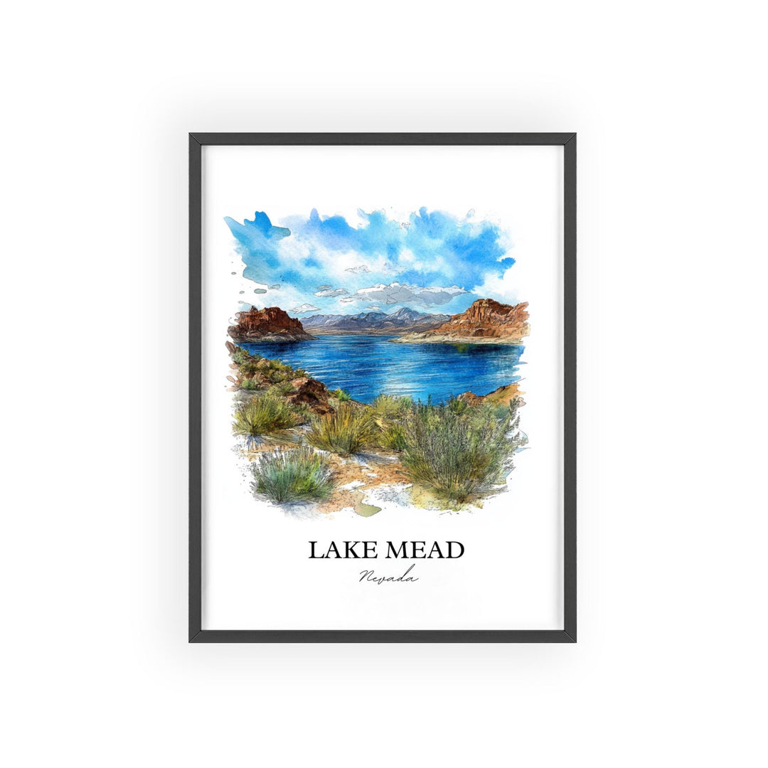 Lake Mead Wall Art, Nevada Print, Lake Mead NV Watercolor, Lake Mead Gift, Travel Print, Travel Poster, Housewarming Gift