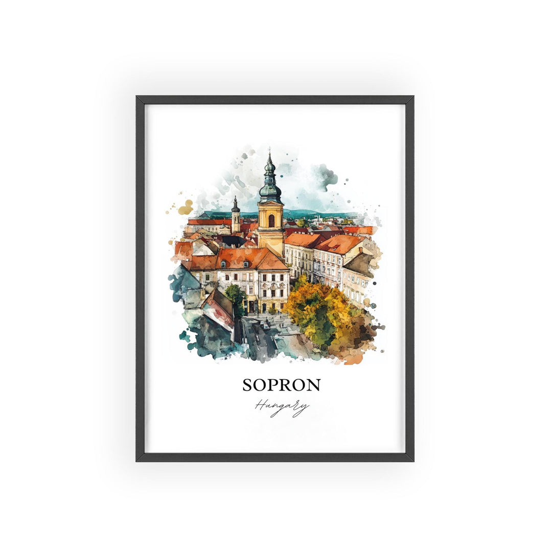 Sopron Wall Art, Lake Neusiedl Print, Hungary Watercolor Art, Sopron Hungary Gift, Travel Print, Travel Poster, Housewarming Gift