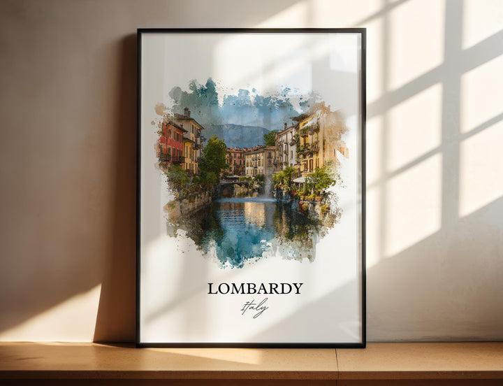 Lombardy Italy Wall Art, Lombardy Print, Italy Watercolor Art, Lombardy Italy Gift, Lombardy Travel Print, Travel Poster, Housewarming Gift