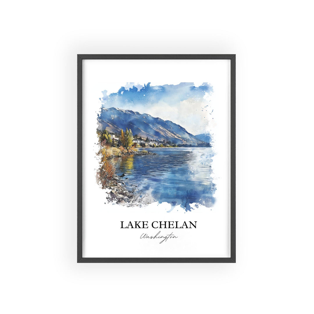 Lake Chelan Wall Art, Chelan County Print, Washington Watercolor Art, Lake Chelan Gift, Travel Print, Travel Poster, Housewarming Gift