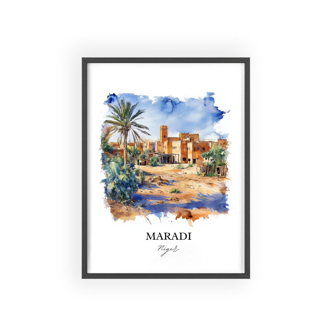 Maradi Niger Wall Art, Niger Print, Niger Watercolor Art, Maradi Niger Gift, Travel Print, Travel Poster, Housewarming Gift