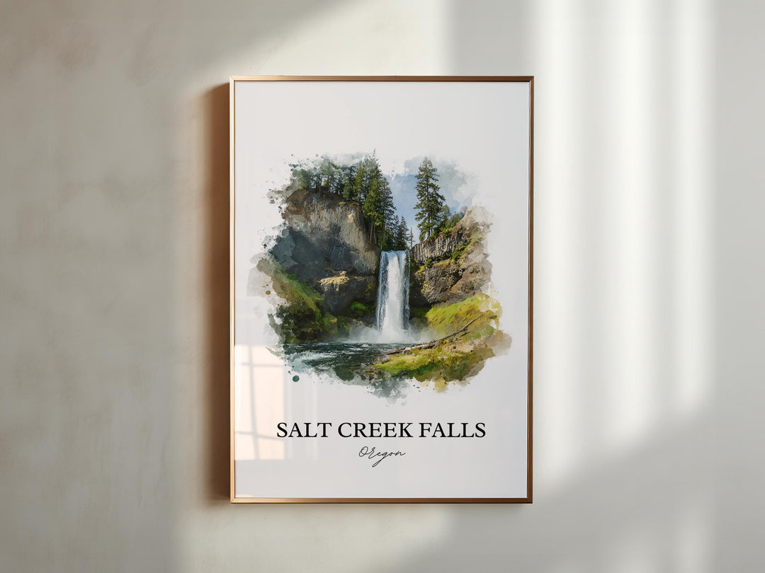 Salt Creek Falls, Oregon, USA – Watercolor Art Print