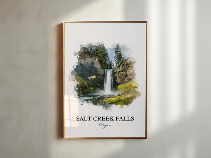 Salt Creek Falls, Oregon, USA – Watercolor Art Print
