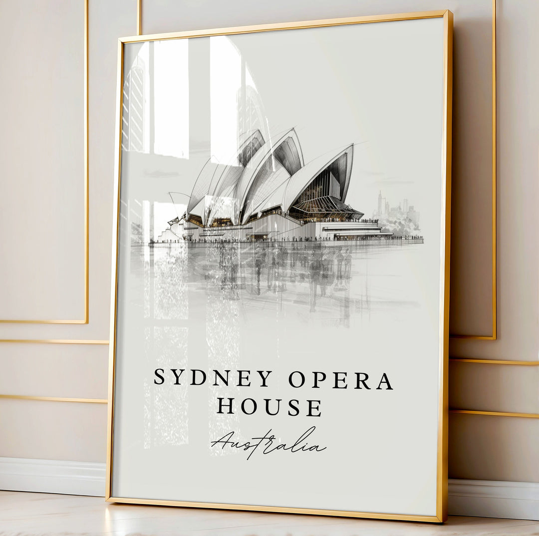 Sydney Opera House travel art - Australia, Sydney poster print, Wedding gift, Birthday present, Custom Text, Perfect Gift