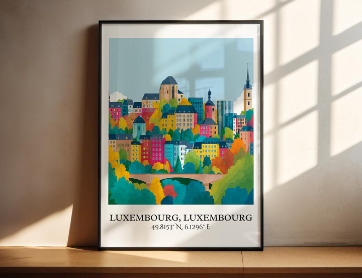 Luxembourg Art, Luxembourg Retro Travel Art, Luxembourg Decor, Luxembourg Gift, Luxembourg Travel Art, Travel Prints, Housewarming Gift