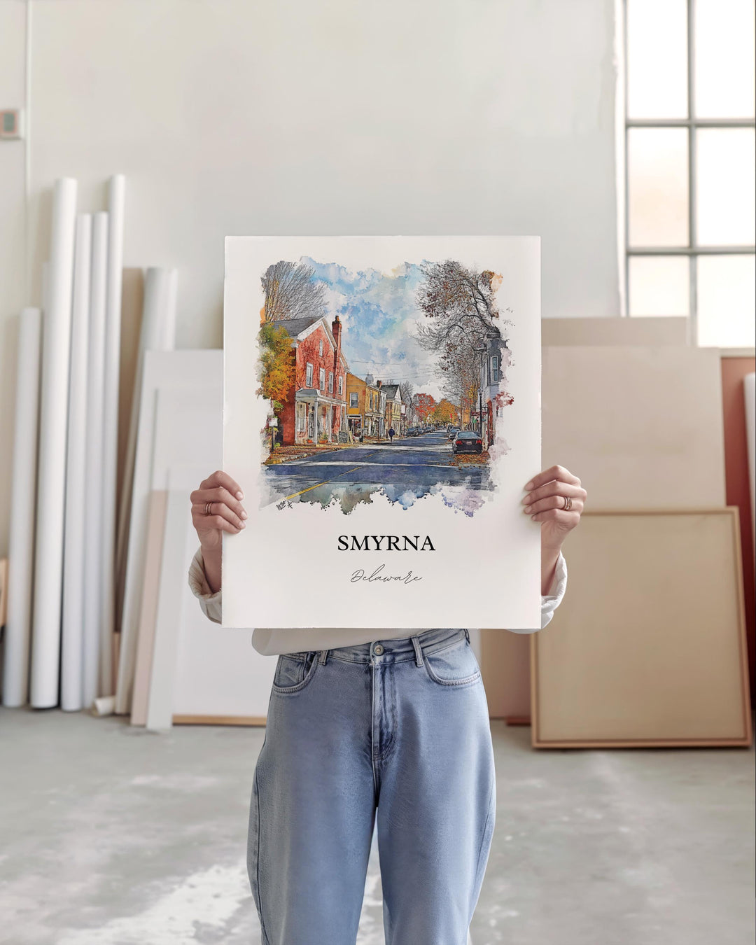 Smyrna DE Wall Art, Dover Delaware Print, Delaware Watercolor Art, Smyrna DE Gift, Travel Print, Travel Poster, Housewarming Gift