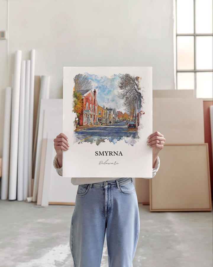 Smyrna DE Wall Art, Dover Delaware Print, Delaware Watercolor Art, Smyrna DE Gift, Travel Print, Travel Poster, Housewarming Gift
