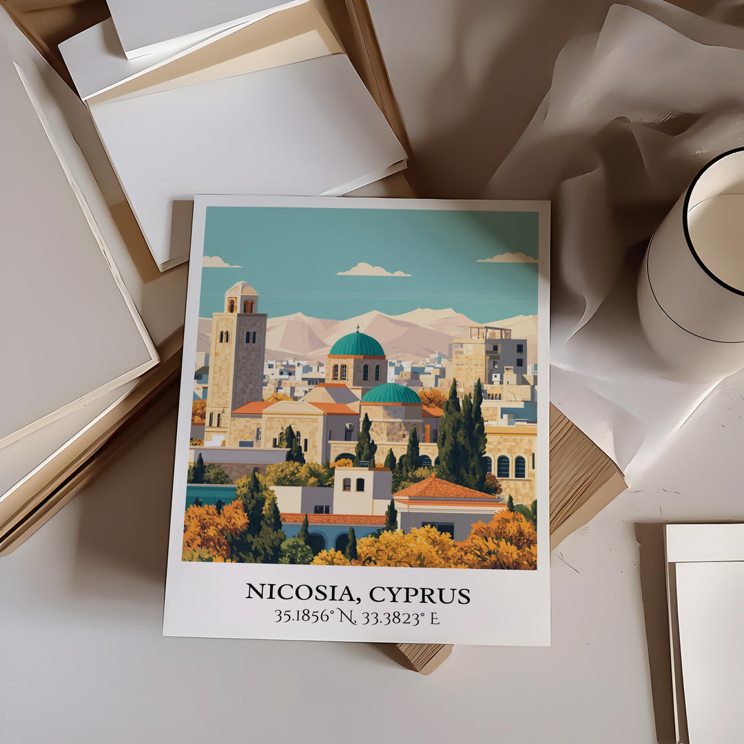 Nicosia Cyprus Art, Nicosia Retro Travel Art, Cyprus Home Decor, Cyprus Gift, Cyprus Travel Art, Travel Prints, Housewarming Gift