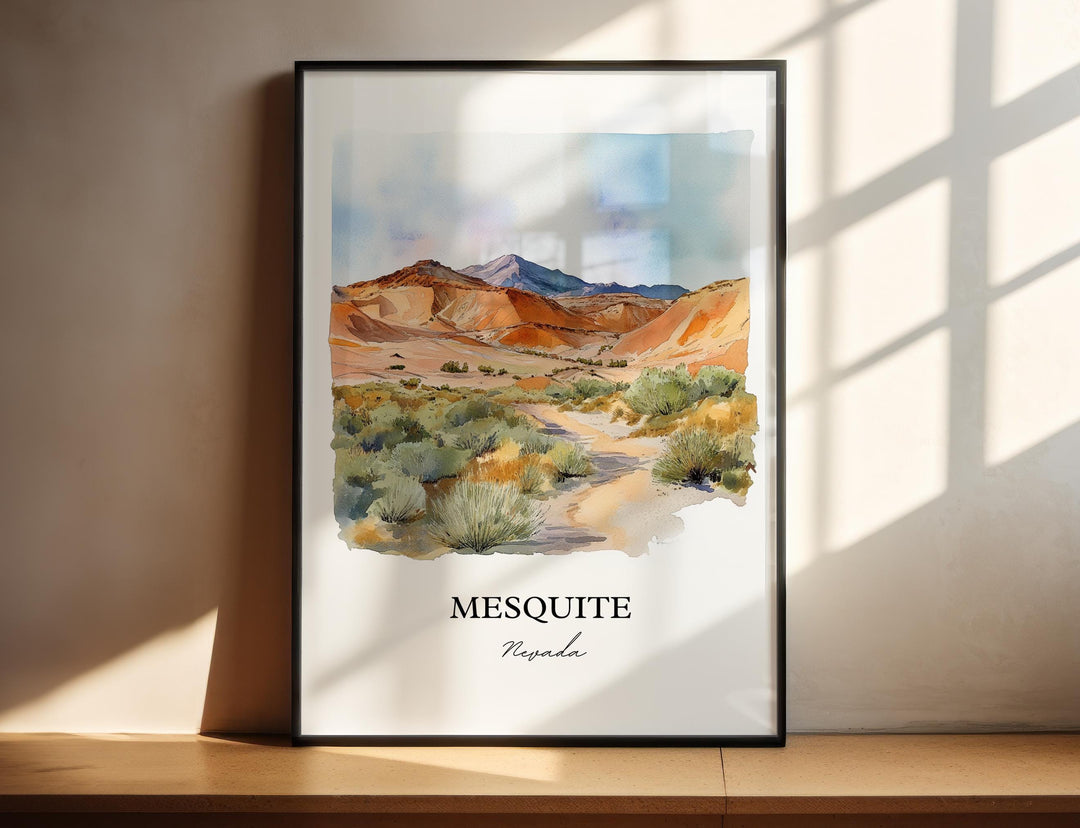 Mesquite NV Wall Art, Mesquite Print, Nevada Watercolor Art, Clark County NV Gift, Travel Print, Travel Poster, Housewarming Gift