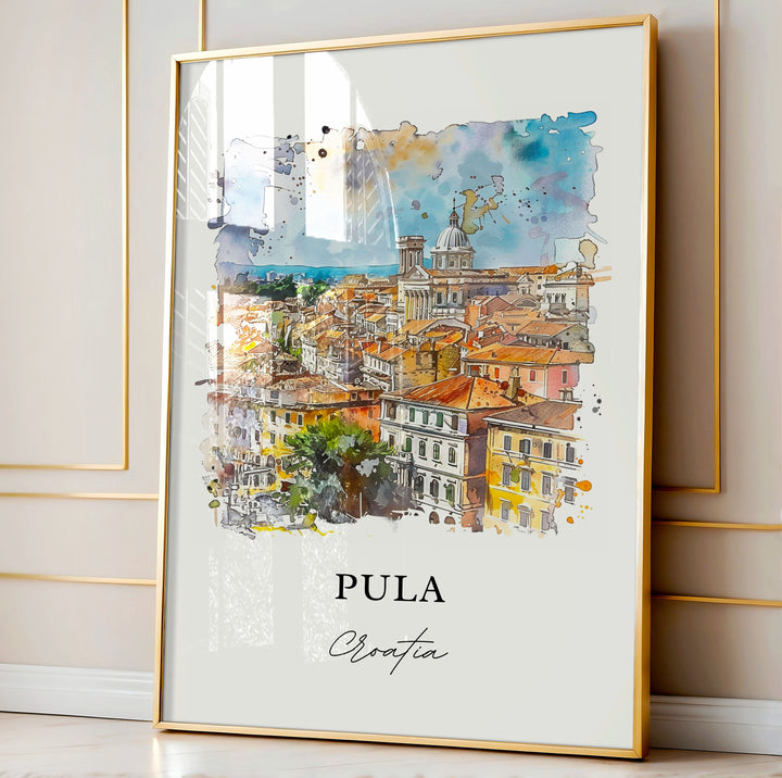 Pula Croatia Wall Art, Pula Print, Pula Istrian Peninsula Watercolor, Pula Croatia Gift,