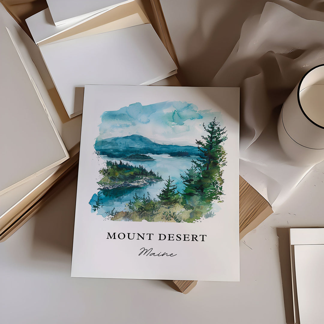 Mount Desert Maine Art, Mount Desert Print,  Hancock County Watercolor, Mt Desert Maine Gift,