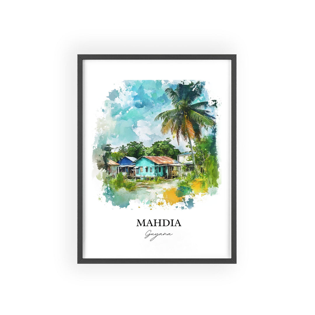 Mahdia Guyana Wall Art, Potaro-Siparuni Guyana Print, Guyana Watercolor, Mahdia Guyana Gift, Travel Print, Travel Poster, Housewarming Gift