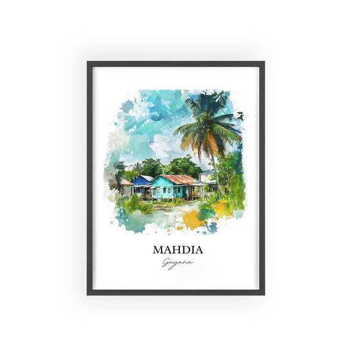 Mahdia Guyana Wall Art, Potaro-Siparuni Guyana Print, Guyana Watercolor, Mahdia Guyana Gift, Travel Print, Travel Poster, Housewarming Gift