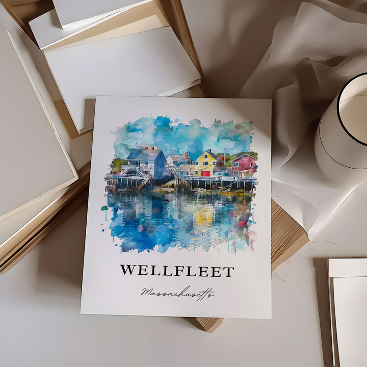 Wellfleet MA Wall Art, Cape Cod MA Print, Wellfleet Watercolor, Wellfleet Gift, Travel Poster, Housewarming Gift