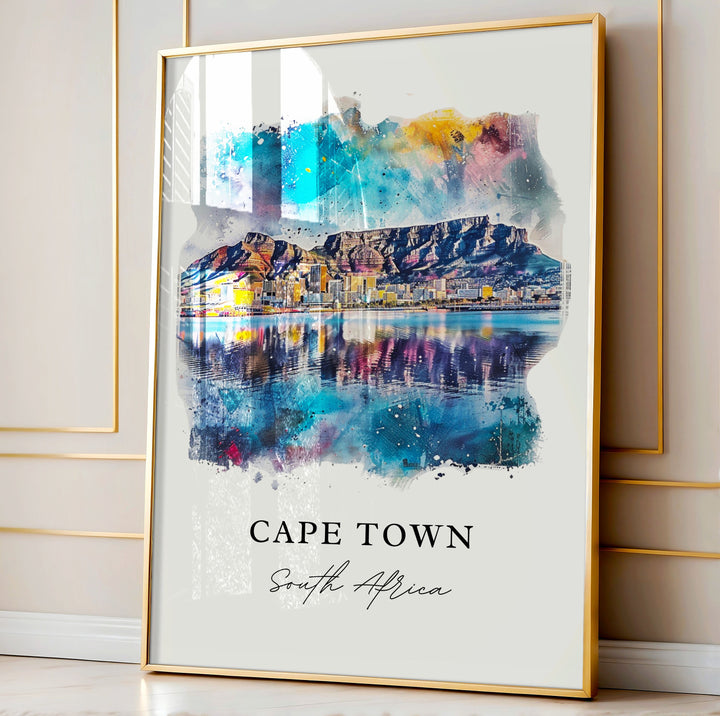 Cape Town Wall Art, Cape Town SA Print, Cape Town South Africa Watercolor, South Africa Gift,