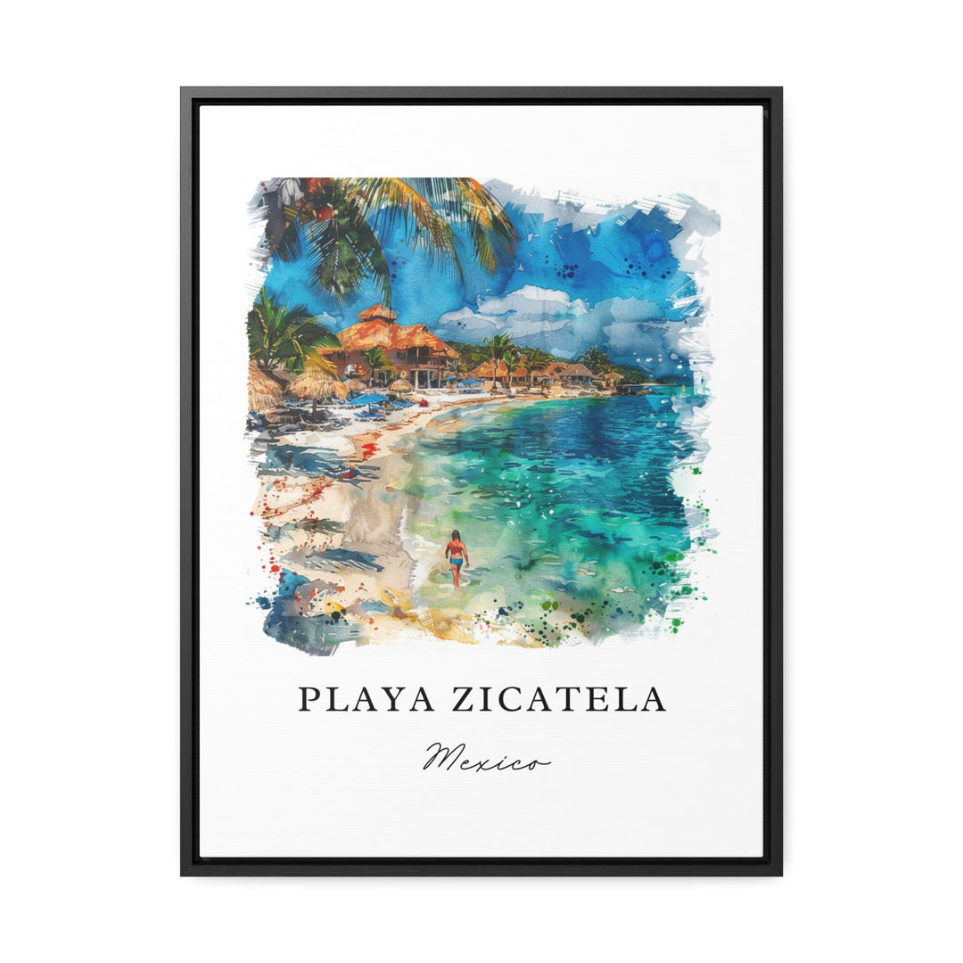 Playa Zicatela MX Art, Playa Zicatela Print, Oaxaca Watercolor Art, Puerto Escondido Gift,