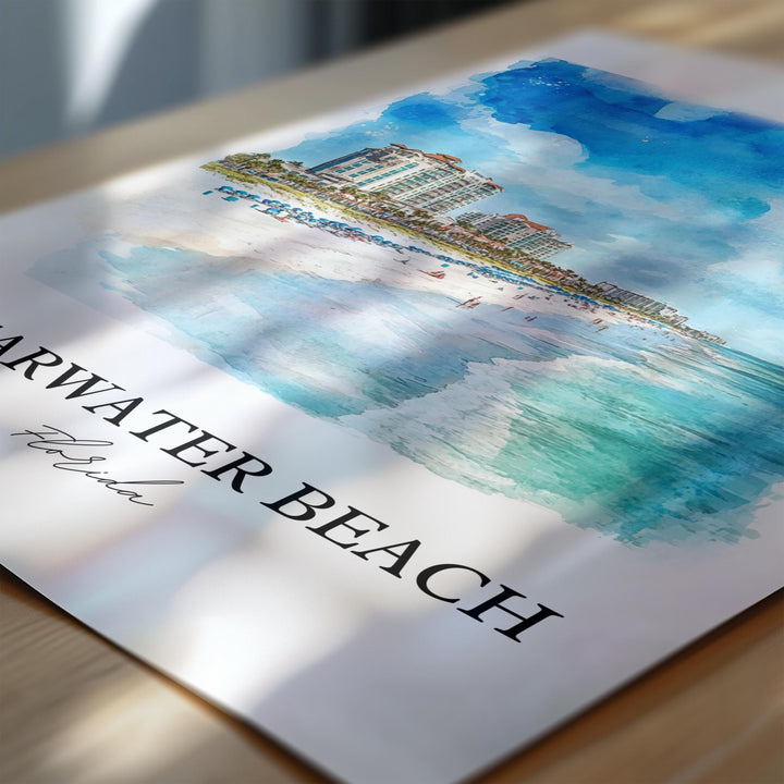 Clearwater Beach Wall Art, Clearwater FL Print, Florida Watercolor, Clearwater Beach Gift, Travel Print, Travel Poster, Housewarming Gift