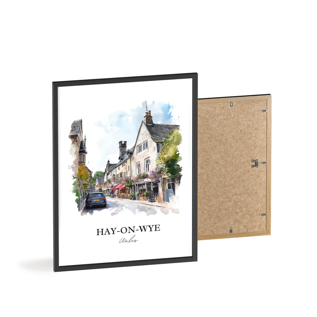 Hay-on-Wye Wall Art, Powys Wales Print, Wales Watercolor Art, Hay-on-Wye Gift, Travel Print, Travel Poster, Housewarming Gift