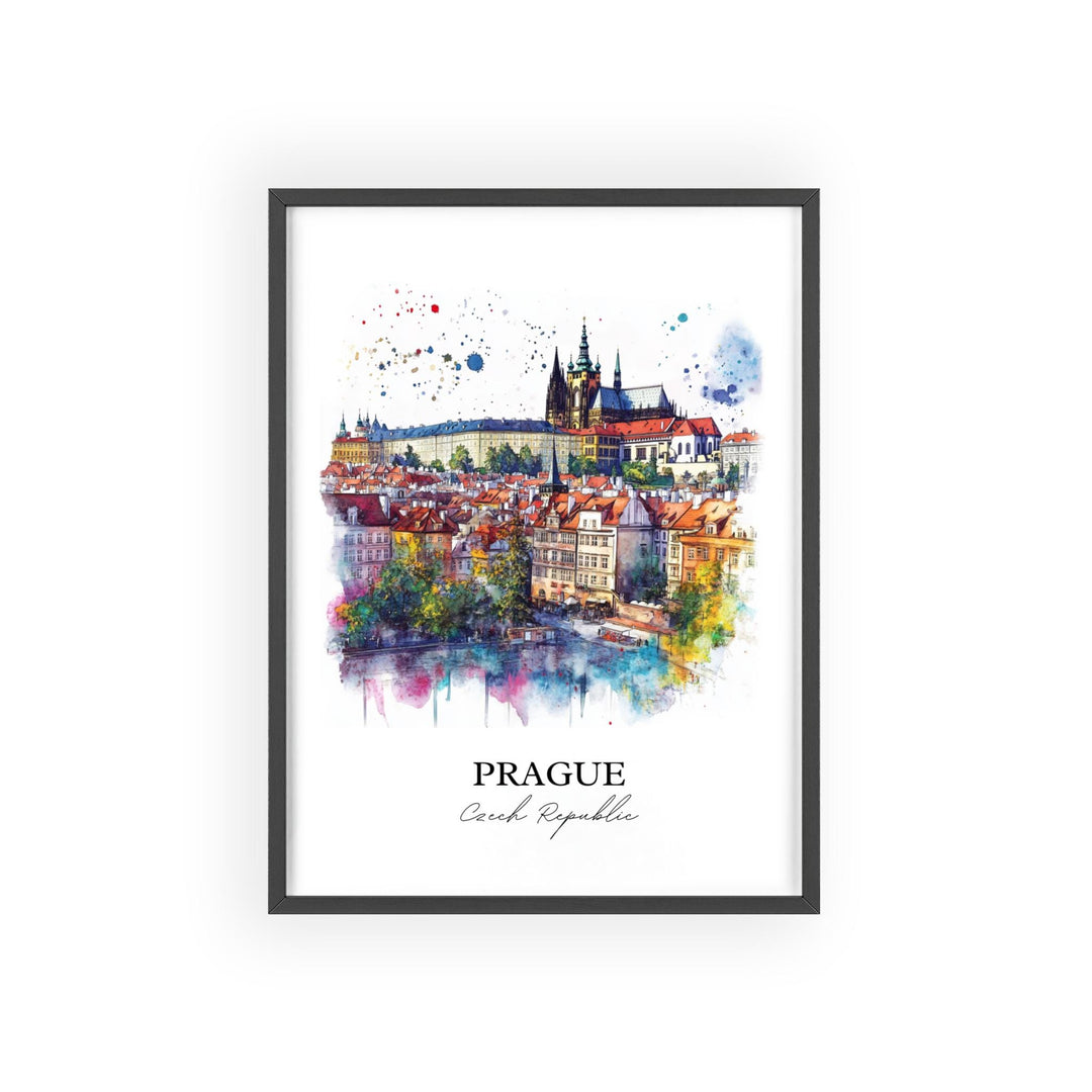 Prague Wall Art, Prague Skyline Print, Czech Republic Watercolor Art, Prague Gift, Travel Print, Travel Poster, Housewarming Gift