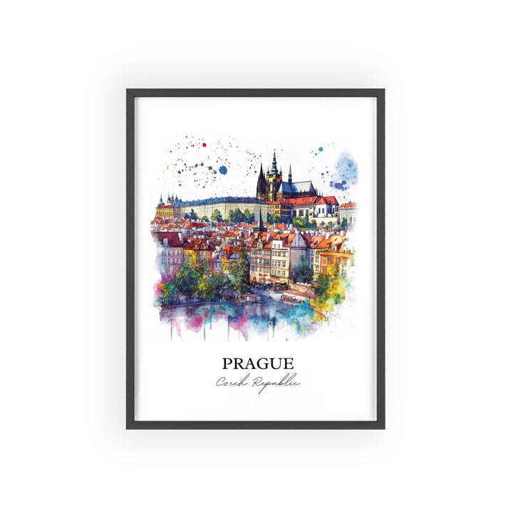 Prague Wall Art, Prague Skyline Print, Czech Republic Watercolor Art, Prague Gift, Travel Print, Travel Poster, Housewarming Gift
