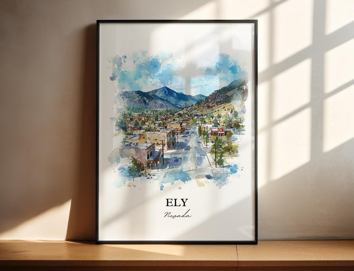 Ely Nevada Wall Art, Ely NV Print, Nevada Watercolor Art, White Pine County Gift, Travel Print, Travel Poster, Housewarming Gift