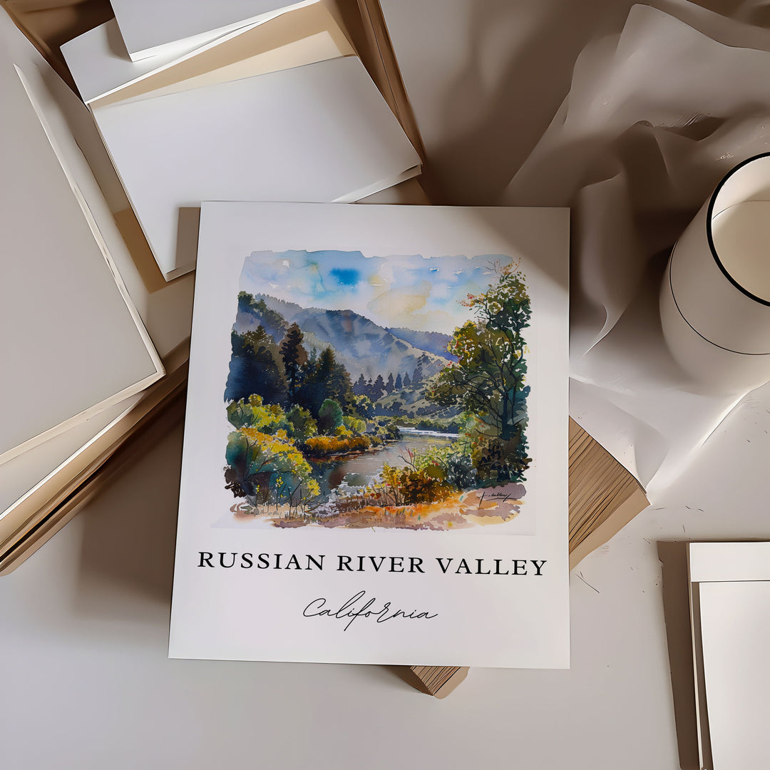 Russian River Valley Art, Sonoma Cali Print, Sonoma Watercolor Art, Russian River Valley Gift, Sonoma Travel Print, Housewarming Gift