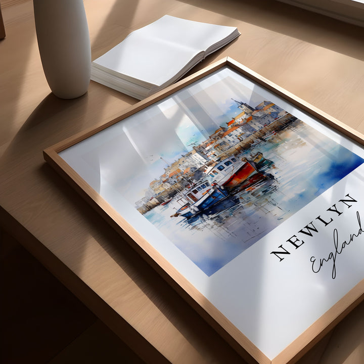 Newlyn England Wall Art, Newlyn Print, Cornwall Watercolor Art, Newlyn UK Gift,