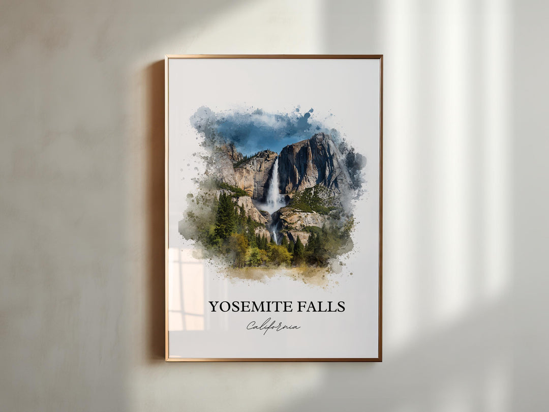 Yosemite Falls Wall Art, Yosemite Print, California Watercolor Art, Yosemite Falls Gift, Travel Print, Travel Poster, Housewarming Gift