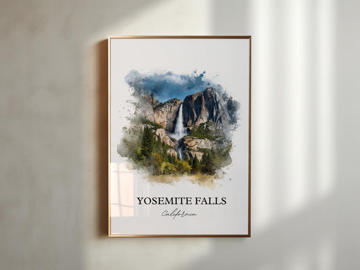 Yosemite Falls Wall Art, Yosemite Print, California Watercolor Art, Yosemite Falls Gift, Travel Print, Travel Poster, Housewarming Gift