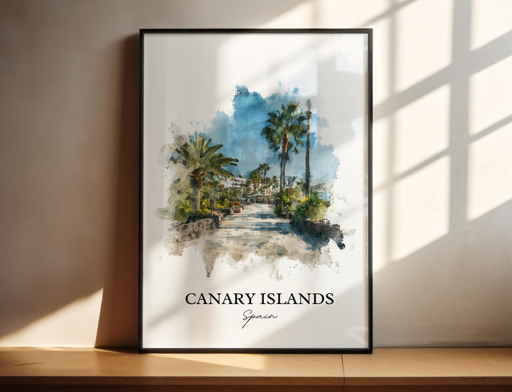 Canary Islands Wall Art, Canaries Print, Spain Watercolor Art, Canary Islands Gift, Canary Island Print, Travel Poster, Housewarming Gift