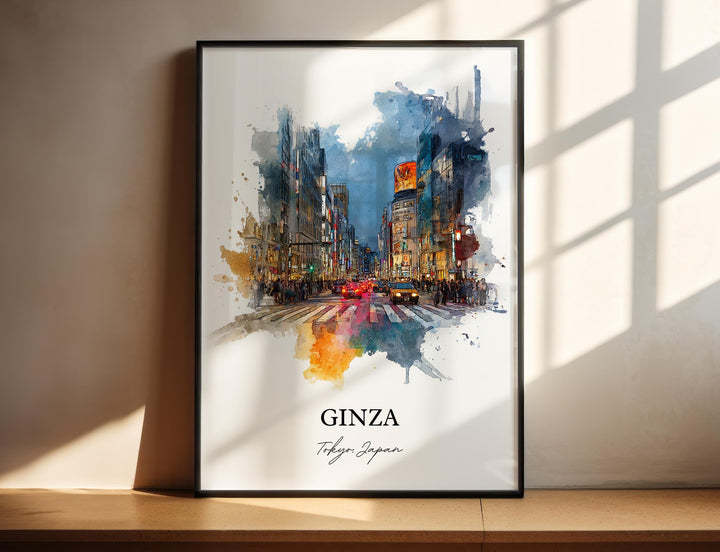 Ginza Tokyo Wall Art, Ginza Print, Ginza Japan Watercolor Art, Ginza Japan Gift, Tokyo Travel Print, Tokyo Travel Poster, Housewarming Gift