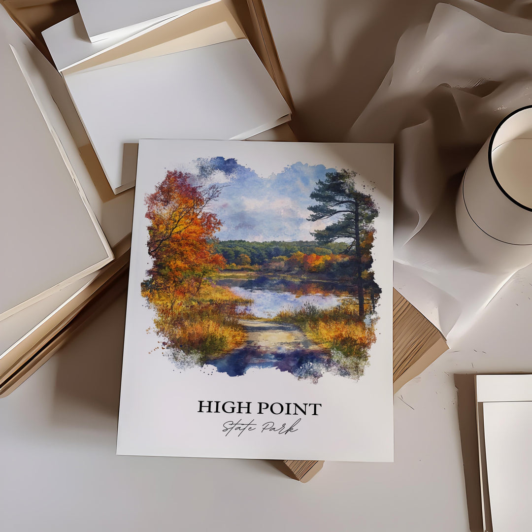 High Point State Park Art, Sussex County Print, NJ Watercolor Art, High Point Park Gift, Travel Print, Travel Poster, Housewarming Gift