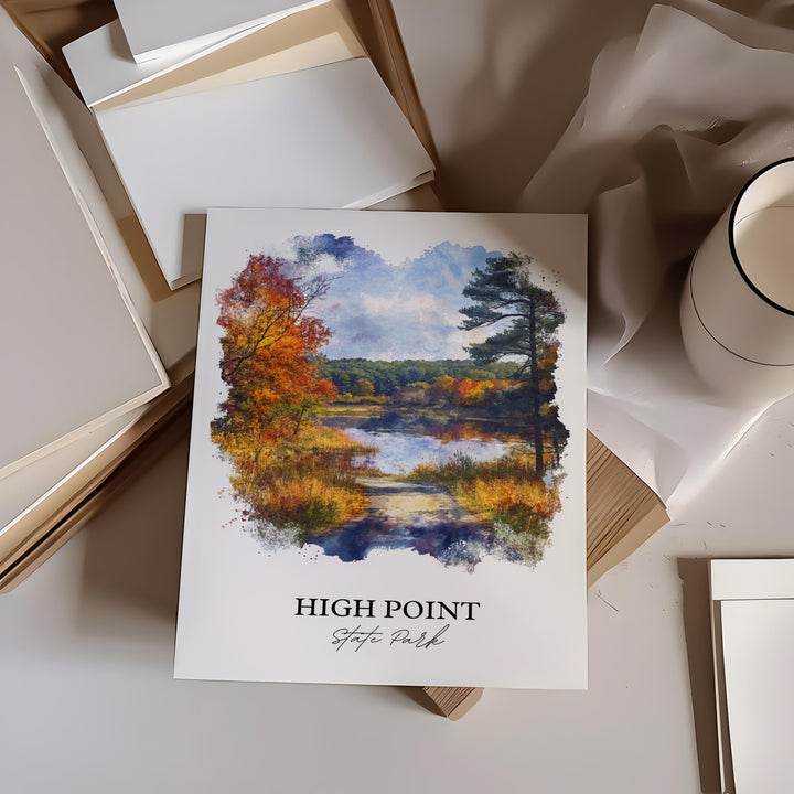 High Point State Park Art, Sussex County Print, NJ Watercolor Art, High Point Park Gift, Travel Print, Travel Poster, Housewarming Gift