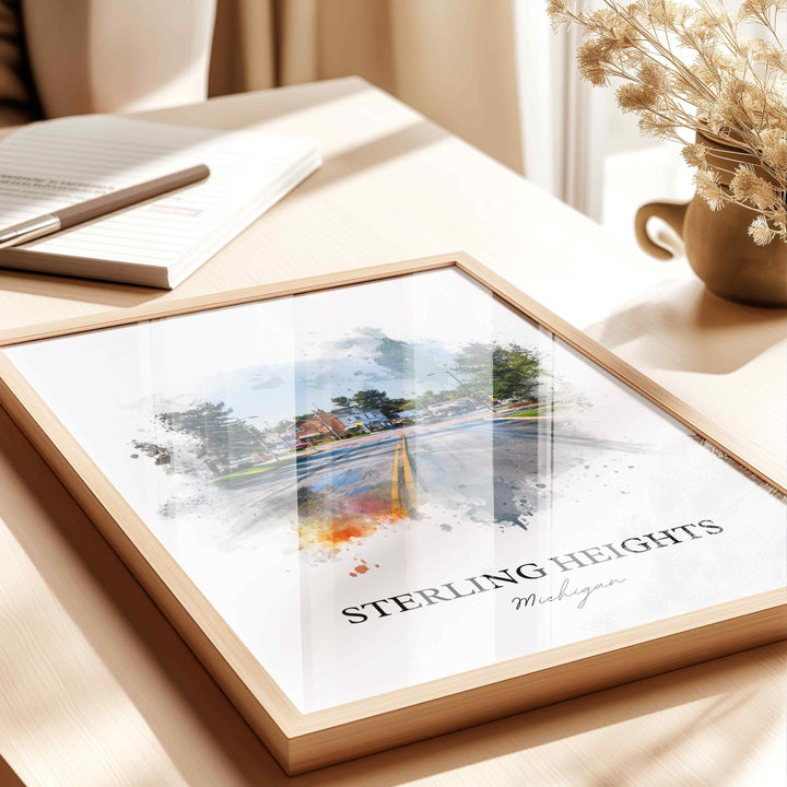 Sterling Heights, Michigan – Watercolor Art Print
