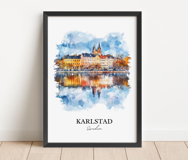 Karlstad Travel Print Wall Art Karlstad Wall Hanging Home Décor Karlstad Gift Art Lovers Sweden Art Lover Gift Karlstad Poster