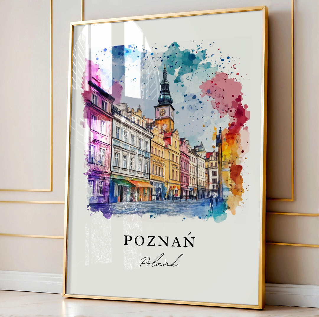 Poznan Poland Wall Art, Poznan Print, Western Poland Watercolor Art, Warta River Gift,