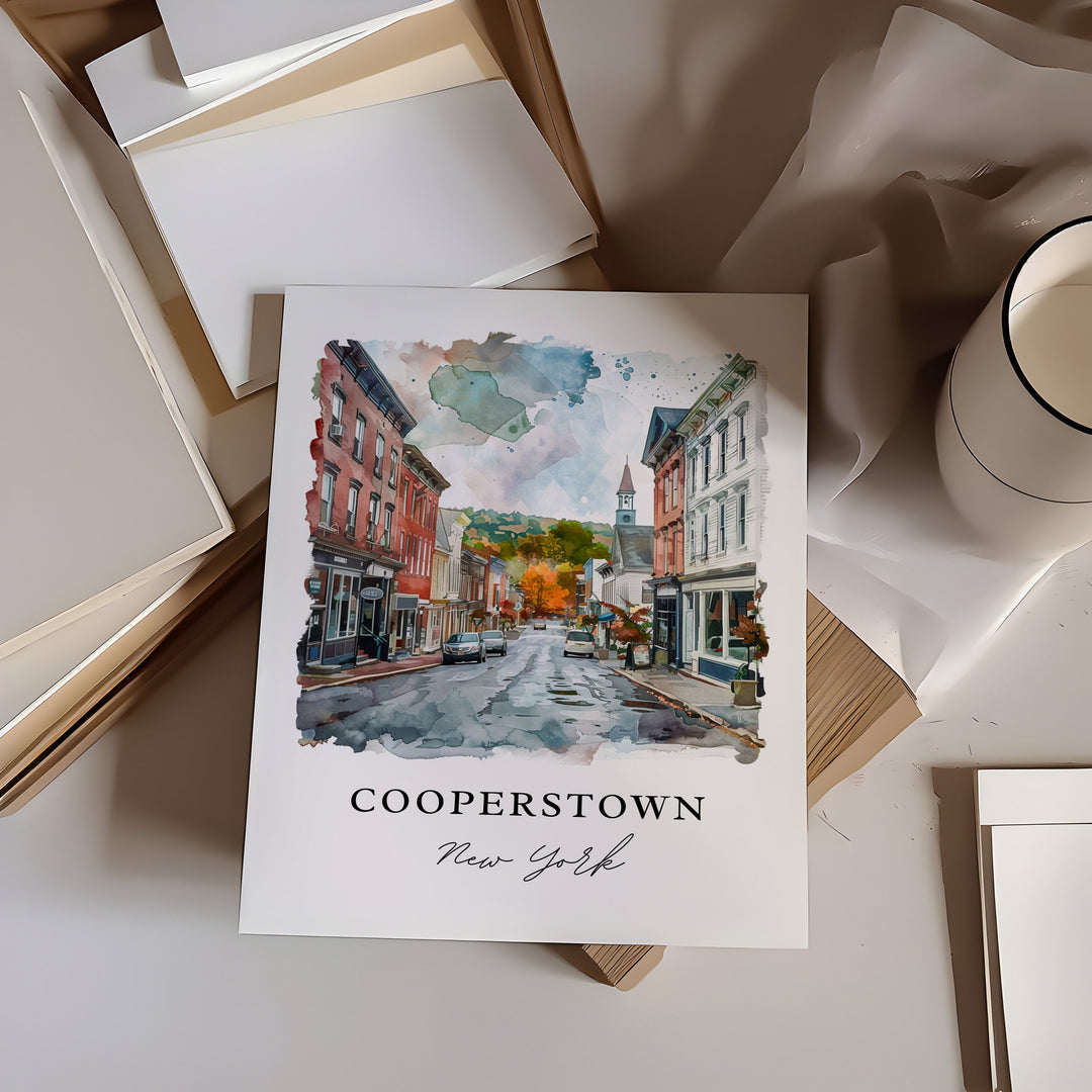 Cooperstown NY Wall Art, Cooperstown Print, Baseball Hall of Fame Art, Cooperstown NY Gift,